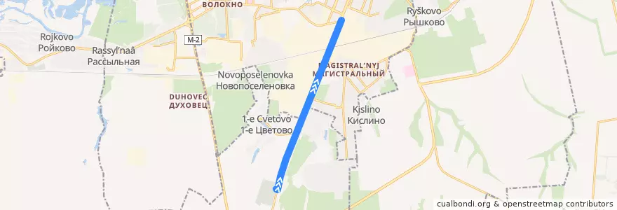 Mapa del recorrido Маршрут автобуса №36: "Южное кладбище - Льговский поворот" de la línea  en Курский район.