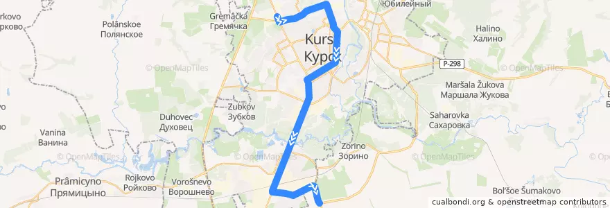 Mapa del recorrido Маршрут автобуса №42: "АО "ПАТП города Курска" - Онкологический диспансер" de la línea  en Kursk.