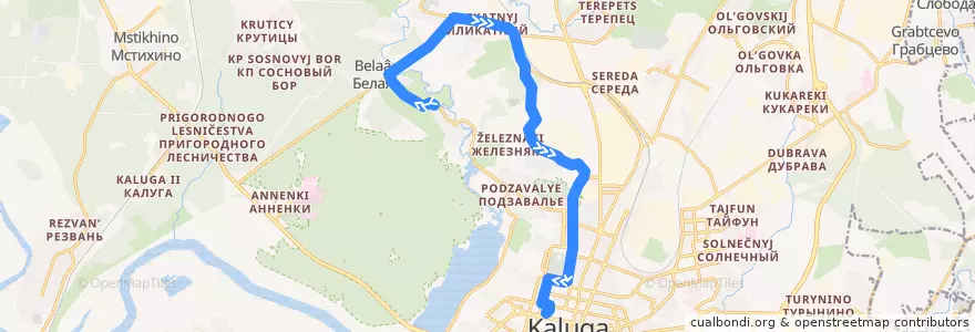Mapa del recorrido Автобус №82: Черносвитино -> Деревня Белая -> Рынок de la línea  en городской округ Калуга.