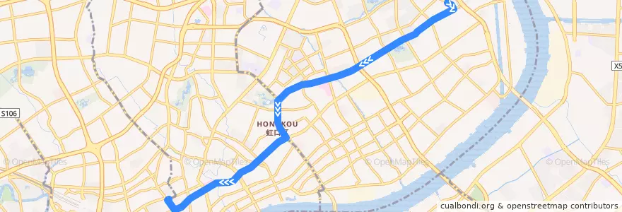 Mapa del recorrido 6路 de la línea  en 上海市.