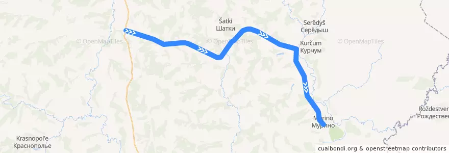 Mapa del recorrido Автобус №209: Киров - Мурино de la línea  en Сунский район.