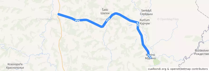 Mapa del recorrido Мурино - Суна de la línea  en Сунский район.