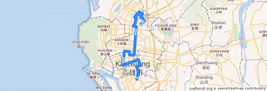 Mapa del recorrido 72A(往程) de la línea  en Гаосюн.