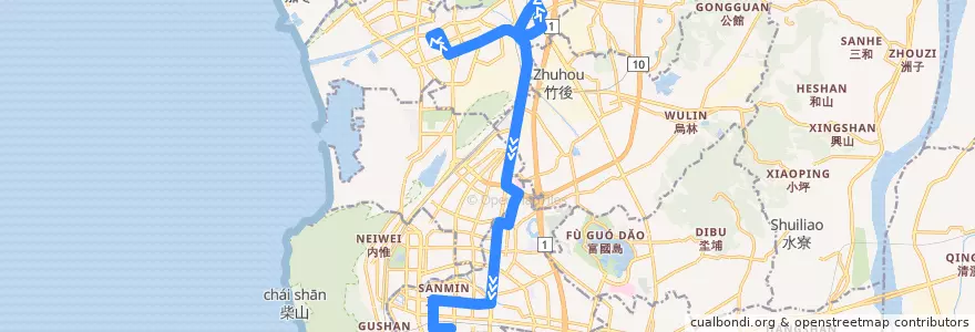 Mapa del recorrido 28路(往程) de la línea  en كاوهسيونغ.