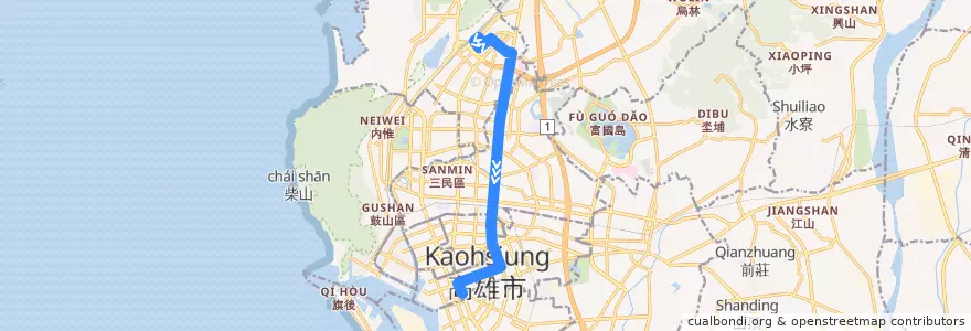 Mapa del recorrido 民族幹線(往程) de la línea  en 高雄市.