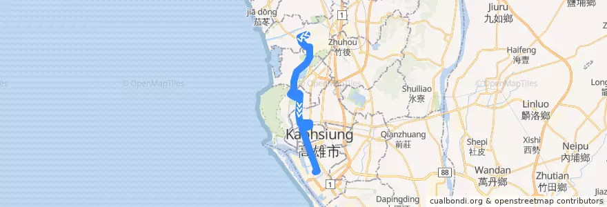 Mapa del recorrido 中華幹線(往程) de la línea  en 가오슝시.