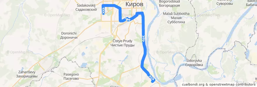 Mapa del recorrido Автобус №16: Ипподром — Механический завод de la línea  en городской округ Киров.