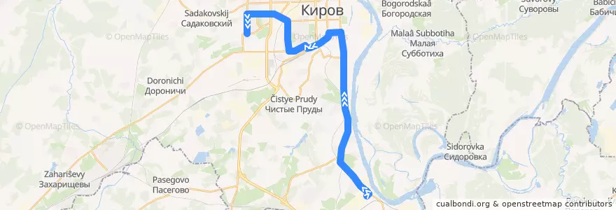 Mapa del recorrido Автобус №16: Механический завод — Ипподром de la línea  en городской округ Киров.
