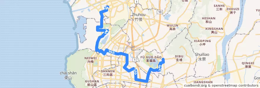 Mapa del recorrido 新昌幹線A(往程) de la línea  en 高雄市.