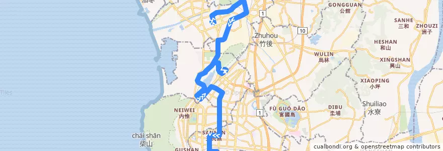 Mapa del recorrido 301路(往程) de la línea  en Kaohsiung.