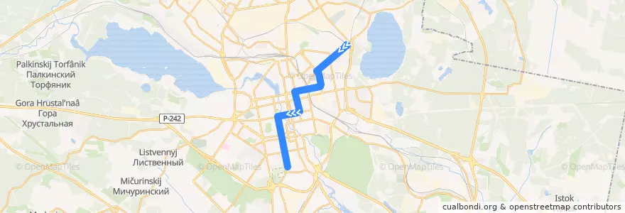 Mapa del recorrido Трамвай 4. Шарташ - Южная de la línea  en городской округ Екатеринбург.