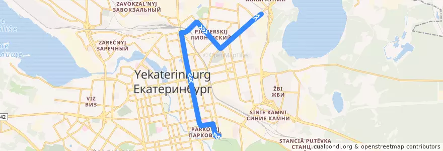 Mapa del recorrido Трамвай 20. ЦПКиО — Шарташ de la línea  en городской округ Екатеринбург.