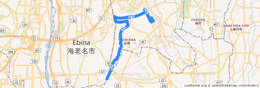 Mapa del recorrido かわせみ5号 de la línea  en Ayase.