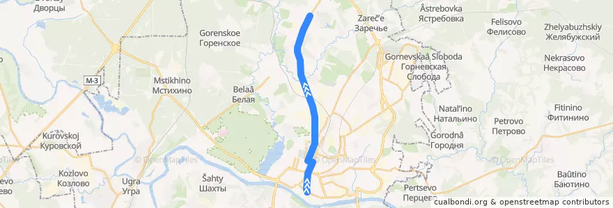 Mapa del recorrido Автобус №95: Швейная фабрика -> Микрорайон Северный de la línea  en городской округ Калуга.