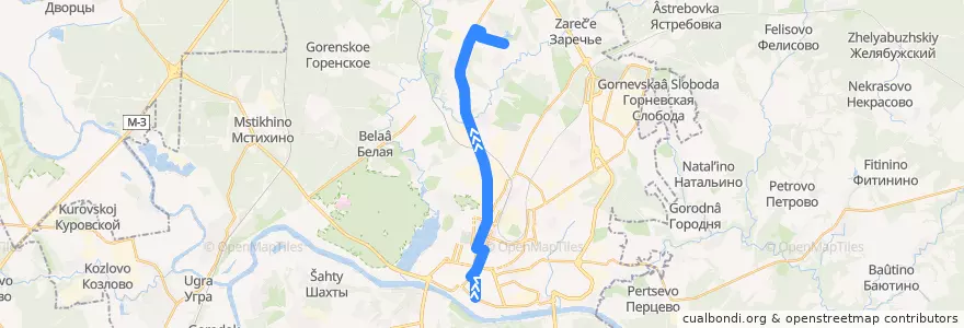 Mapa del recorrido Автобус №97: Швейная фабрика -> Канищево de la línea  en городской округ Калуга.