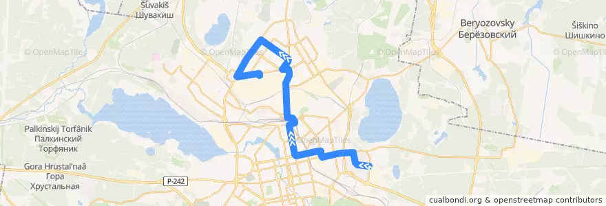 Mapa del recorrido Трамвай 8. 40 лет ВЛКСМ - Машиностроителей de la línea  en городской округ Екатеринбург.