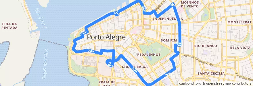Mapa del recorrido C2 - Circular Praça XV de la línea  en ポルト・アレグレ.