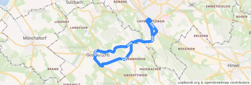 Mapa del recorrido Bus 862: Rundkurs Wetzikon ZH => Gossau ZH de la línea  en Bezirk Hinwil.