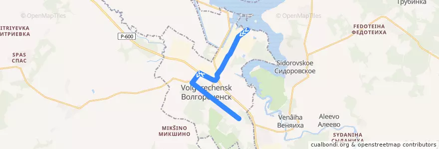 Mapa del recorrido 2 de la línea  en городской округ Волгореченск.