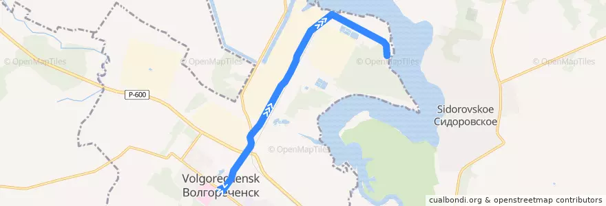 Mapa del recorrido ГРЭС de la línea  en Костромская область.