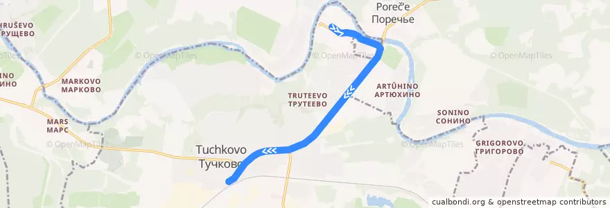 Mapa del recorrido Автобус №6 Тучково Вокзал - Техникум de la línea  en Рузский городской округ.