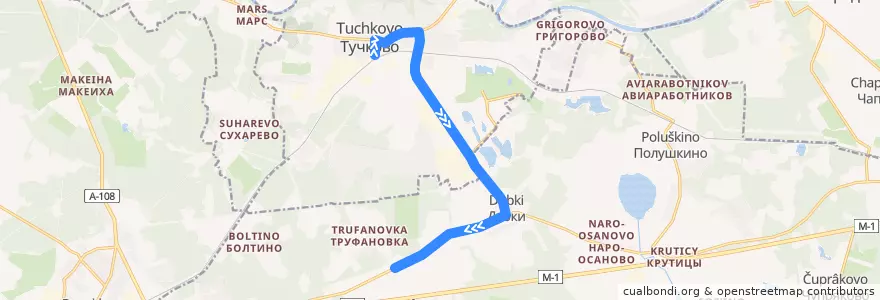 Mapa del recorrido Автобус №62 Труфановка-Тучково de la línea  en Óblast de Moscú.