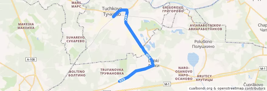 Mapa del recorrido Автобус №62 Тучково-Труфановка de la línea  en Oblast Moskau.