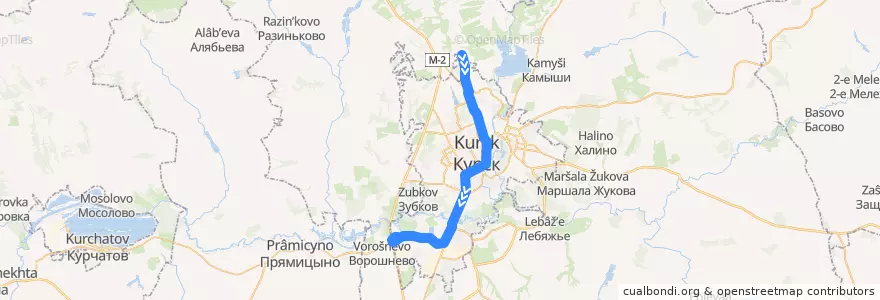 Mapa del recorrido Маршрут автобуса №46: "Посёлок Северный - ДК Волокно" de la línea  en городской округ Курск.