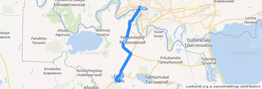 Mapa del recorrido Автобус №188: "Краснодар-МЕГА Адыгея-Энем" de la línea  en Takhtamukaysky District.