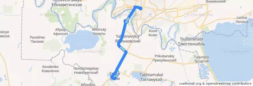 Mapa del recorrido Автобус №188: "Энем-МЕГА Адыгея-Краснодар" de la línea  en Тахтамукайский район.