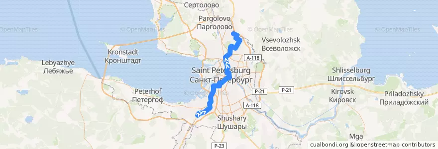 Mapa del recorrido Автобус № 1М: проспект Маршала Жукова => проспект Культуры de la línea  en Санкт-Петербург.