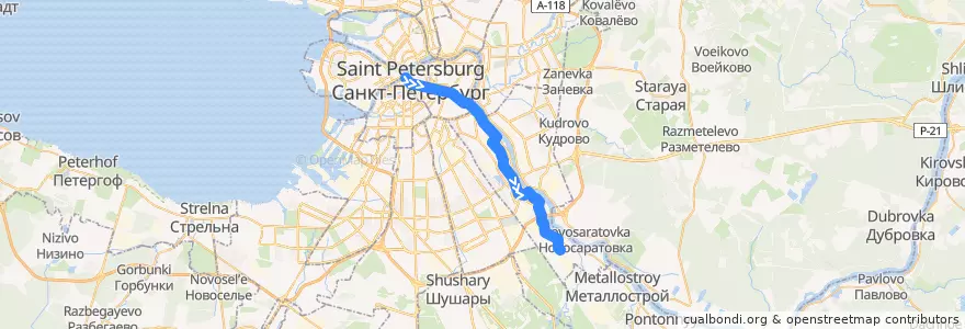 Mapa del recorrido Автобус № 3Мб: Дворцовая набережная - станция метро "Рыбацкое" de la línea  en Saint-Pétersbourg.