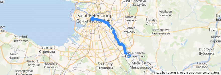Mapa del recorrido Автобус № 3Мб: станция метро "Рыбацкое" - Дворцовая набережная de la línea  en سانت بطرسبرغ.