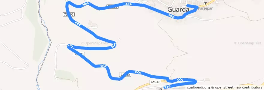 Mapa del recorrido Guarda - Guarda staziun de la línea  en Scuol.