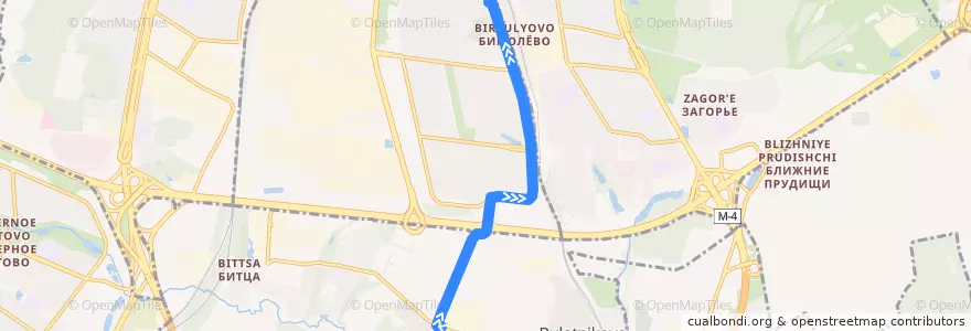 Mapa del recorrido Автобус 297: Институт садоводства => Станция Бирюлёво-Товарная de la línea  en Центральный федеральный округ.