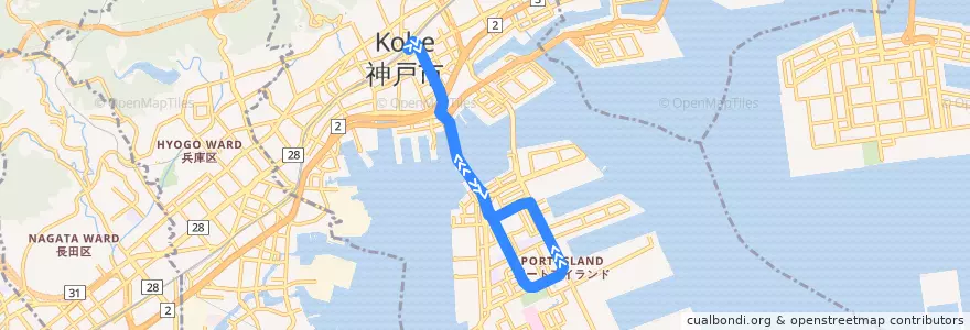 Mapa del recorrido ポートライナー de la línea  en 中央区.