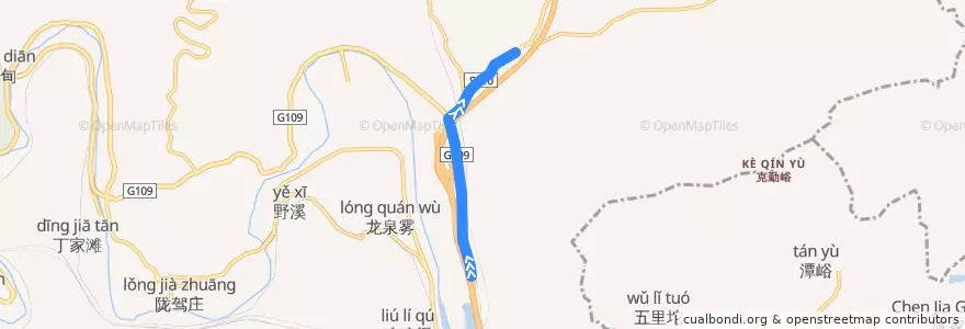 Mapa del recorrido Bus 383: 大峪 => 杨坨 de la línea  en 门头沟区.
