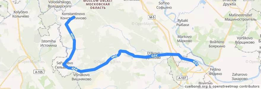 Mapa del recorrido Автобус №31: Бронницы - Константиново de la línea  en Rajon Ramenskoje.