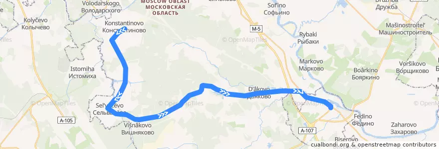 Mapa del recorrido Автобус №31: Константиново - Бронницы de la línea  en Раменский городской округ.
