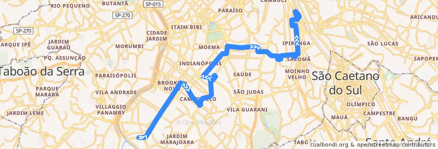 Mapa del recorrido 476A-10 Ipiranga de la línea  en São Paulo.