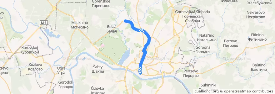 Mapa del recorrido Автобус №85: Швейная фабрика -> улица Гурьянова de la línea  en городской округ Калуга.