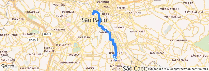 Mapa del recorrido 5107-10 Terminal Correio de la línea  en Сан Паулу.