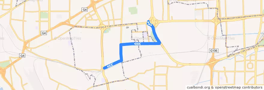 Mapa del recorrido Bus 459: 丽泽桥 => 云岗南宫公交场站 de la línea  en 丰台区.