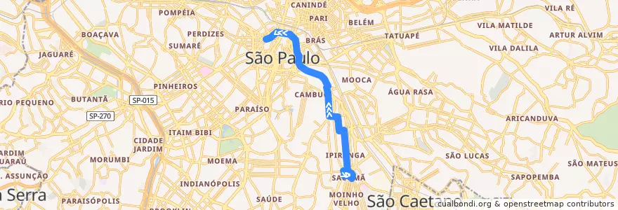 Mapa del recorrido 5104-10 Praça da República de la línea  en São Paulo.