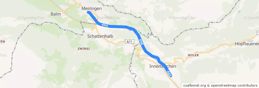 Mapa del recorrido R 474: Innertkirchen, MIB => Meiringen de la línea  en Verwaltungskreis Interlaken-Oberhasli.