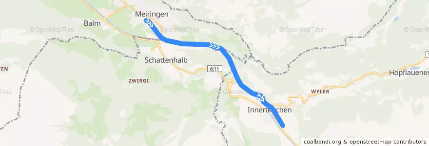 Mapa del recorrido R 474: Meiringen => Innertkirchen de la línea  en Verwaltungskreis Interlaken-Oberhasli.