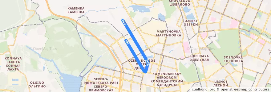Mapa del recorrido Троллейбус № 2: Глухарская улица - улица Шаврова de la línea  en Приморский район.