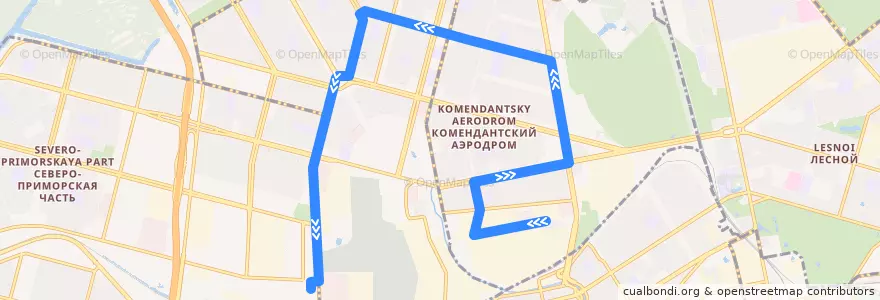 Mapa del recorrido Троллейбус № 25: Улица Генерала Хрулёва - метро "Старая Деревня" de la línea  en Приморский район.