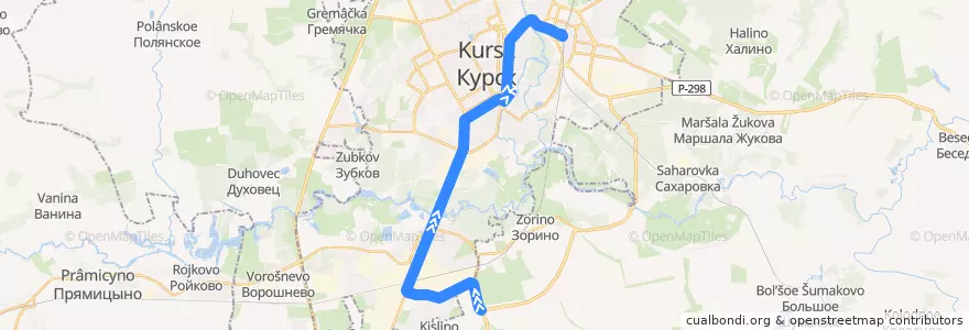 Mapa del recorrido Маршрут автобуса №60: "Онкологический диспансер - Железнодорожный вокзал" de la línea  en Kursk.