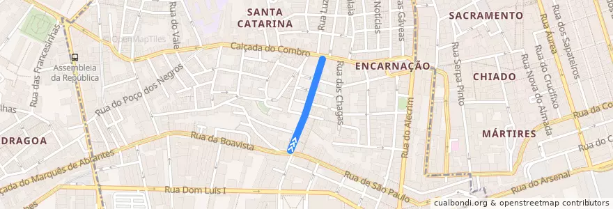 Mapa del recorrido Elevador da Bica de la línea  en Misericórdia.